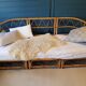 Canapé rotin vintage 3 places, 3 modules- possibilité banquette et chauffeuse