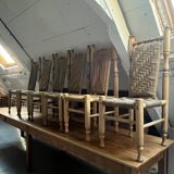 6 wooden and rope chairs attributed to Adrien Audoux & Frida Minet