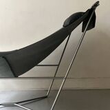 Semana design armchair in black leather and steel by D.Weeks, limited edition 1980