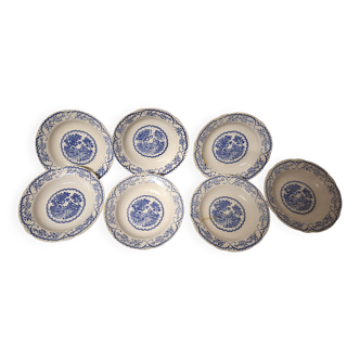 7 assiettes creuses en faïence Digoin Sarreguemines