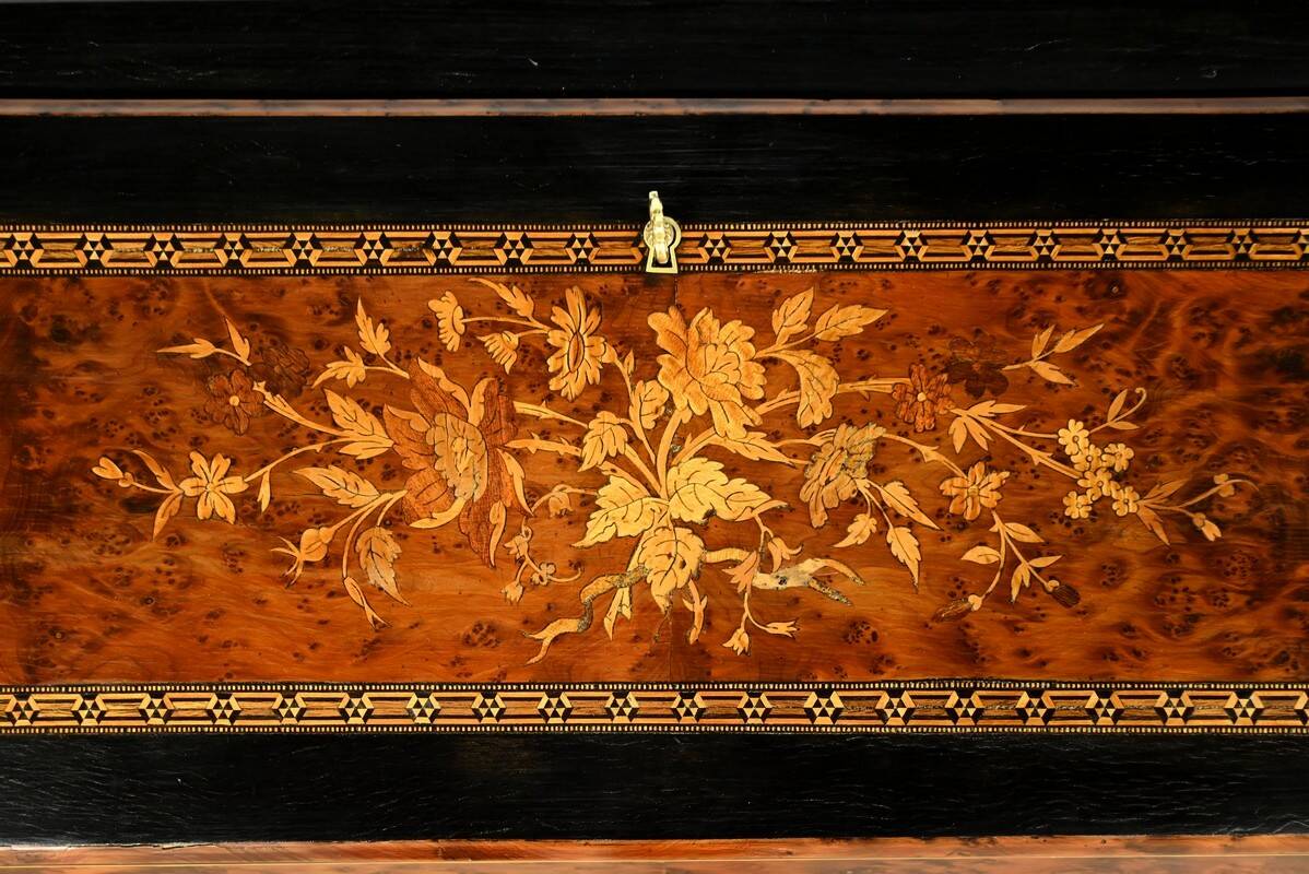 Blackened pearwood and amboyna sloping desk, Napoleon III period, mid-19th century