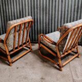 Pair of vintage rattan armchairs