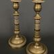 Pair of candlesticks gilded bronze chiseled guilloché first part of the nineteenth