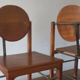 Brutalist 6 chairs and dining table in teak and patinated steel, 1960s
