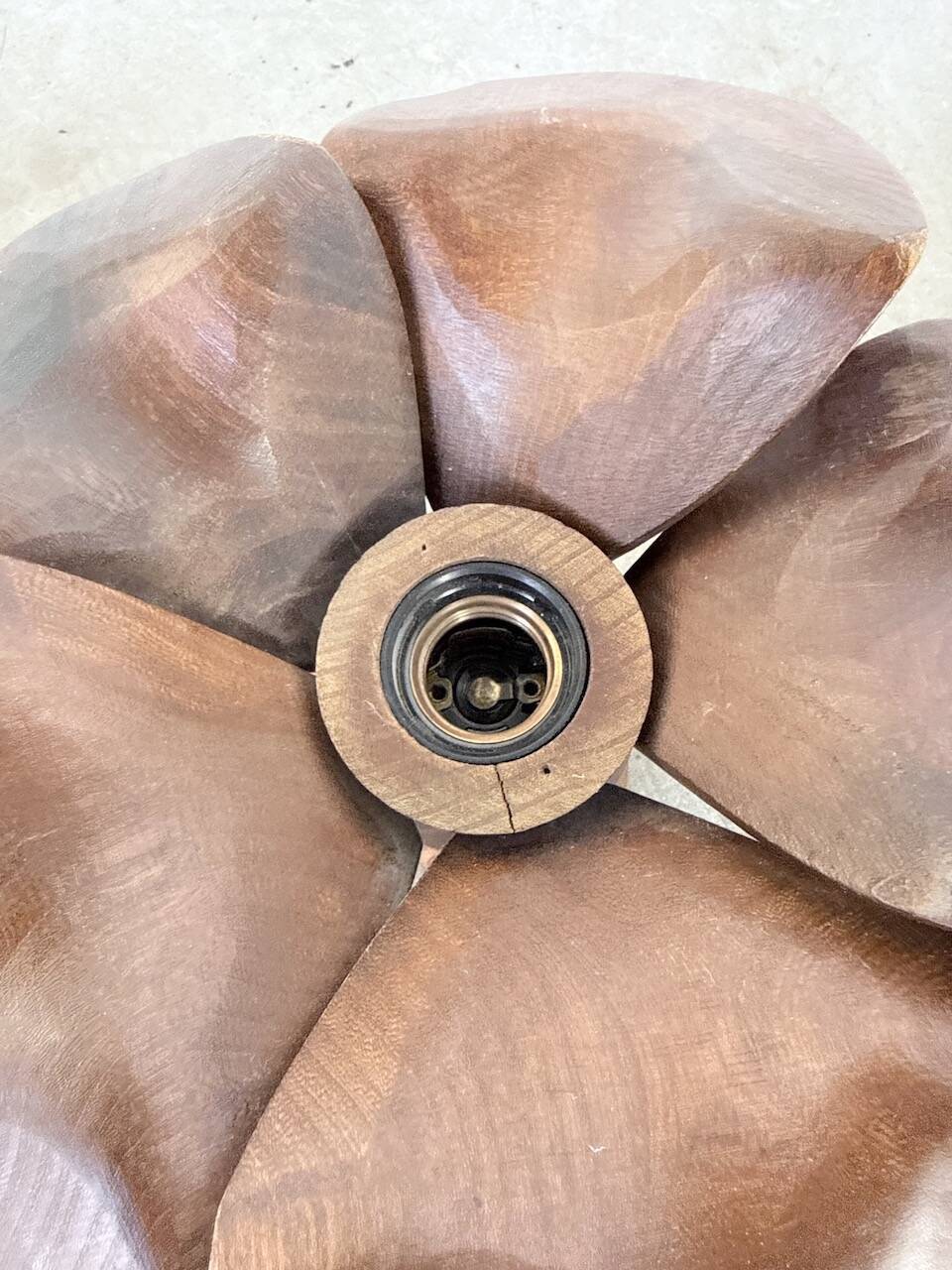 Pair of wooden flower wall lights from the 1970s.
