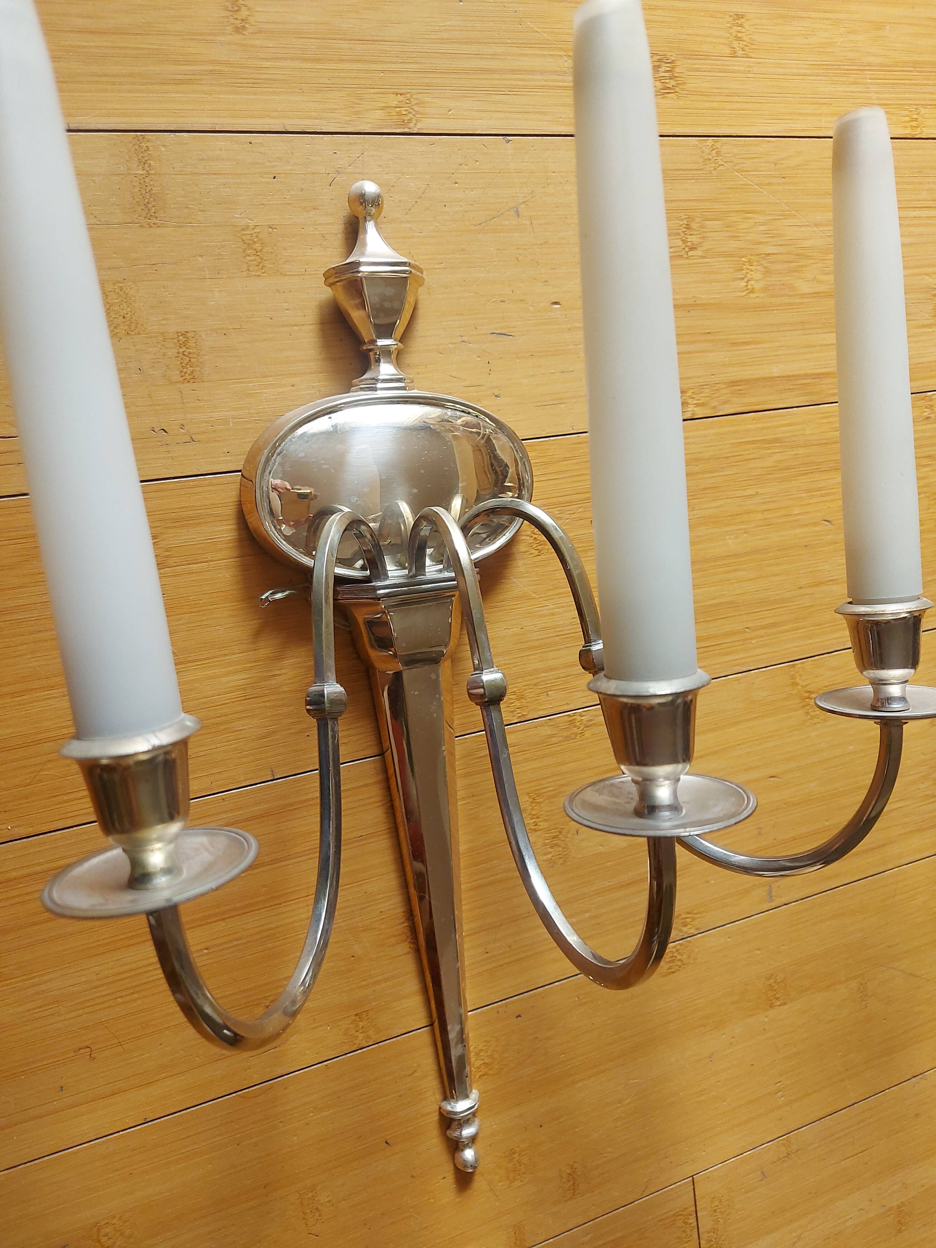 2 silver bronze wall lights