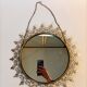 Miroir doré Chaty Vallauris signé en fer forgé Vintage, 1960.