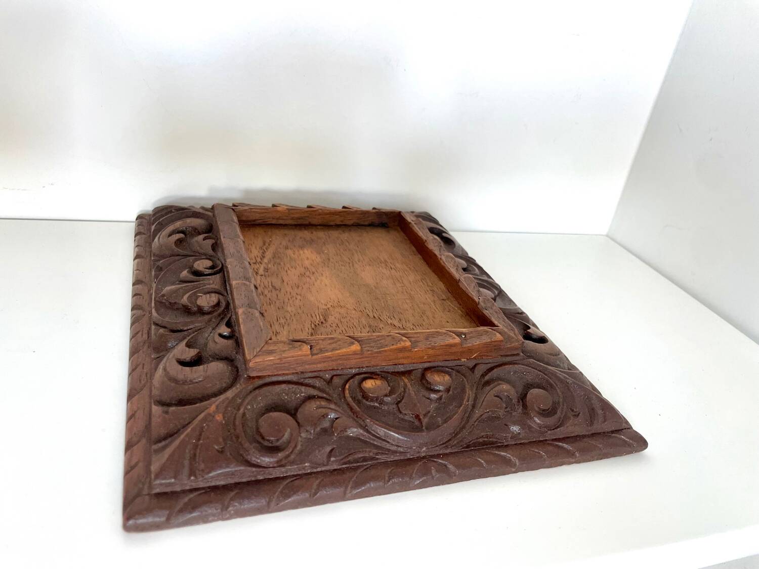 Antique handcarved frame Cedarwood 21.5 cm x 19 cm