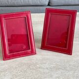 Paire de cadre porte photo vintage rouge