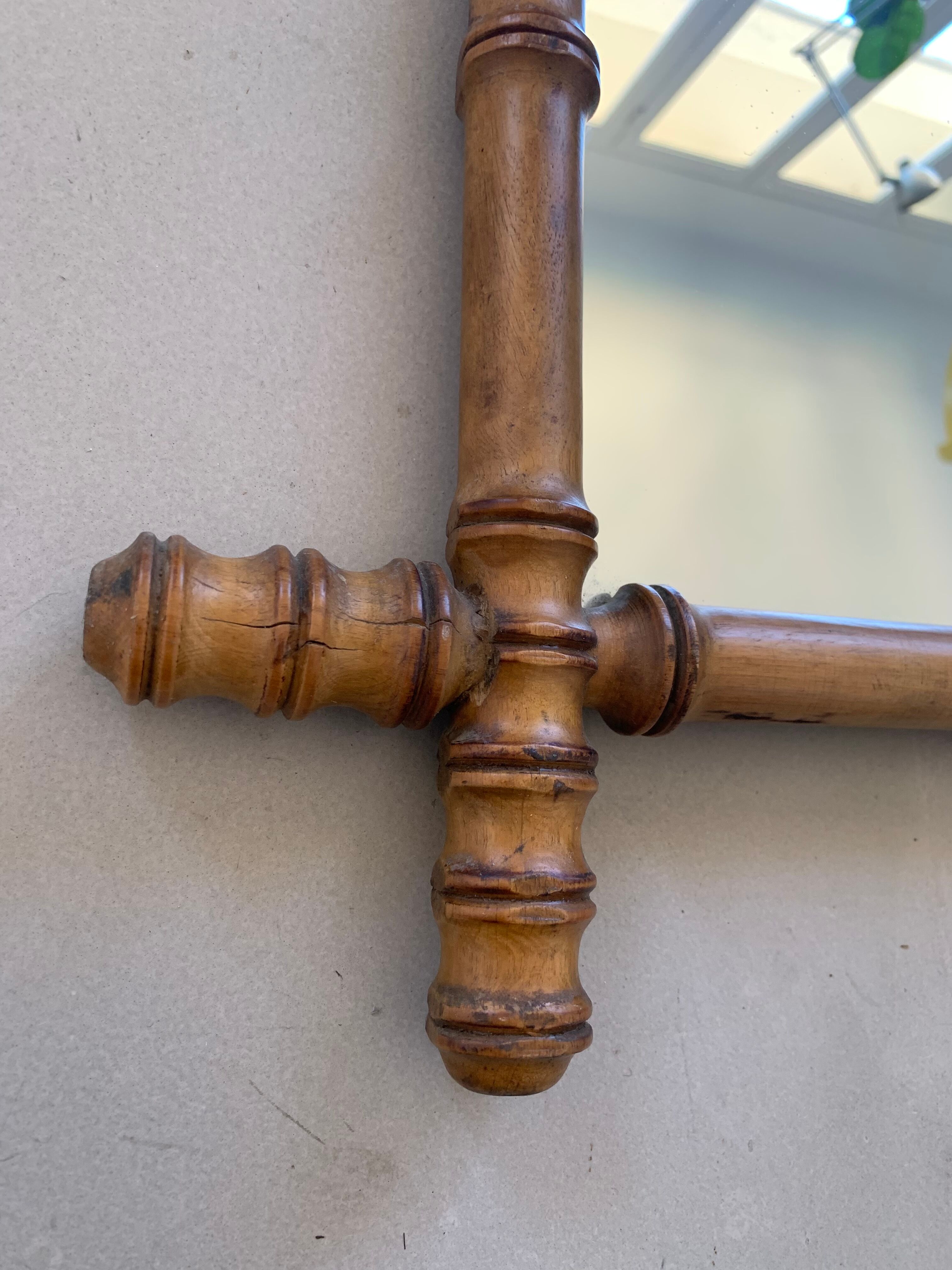 Miroir bambou vintage 44x50cm