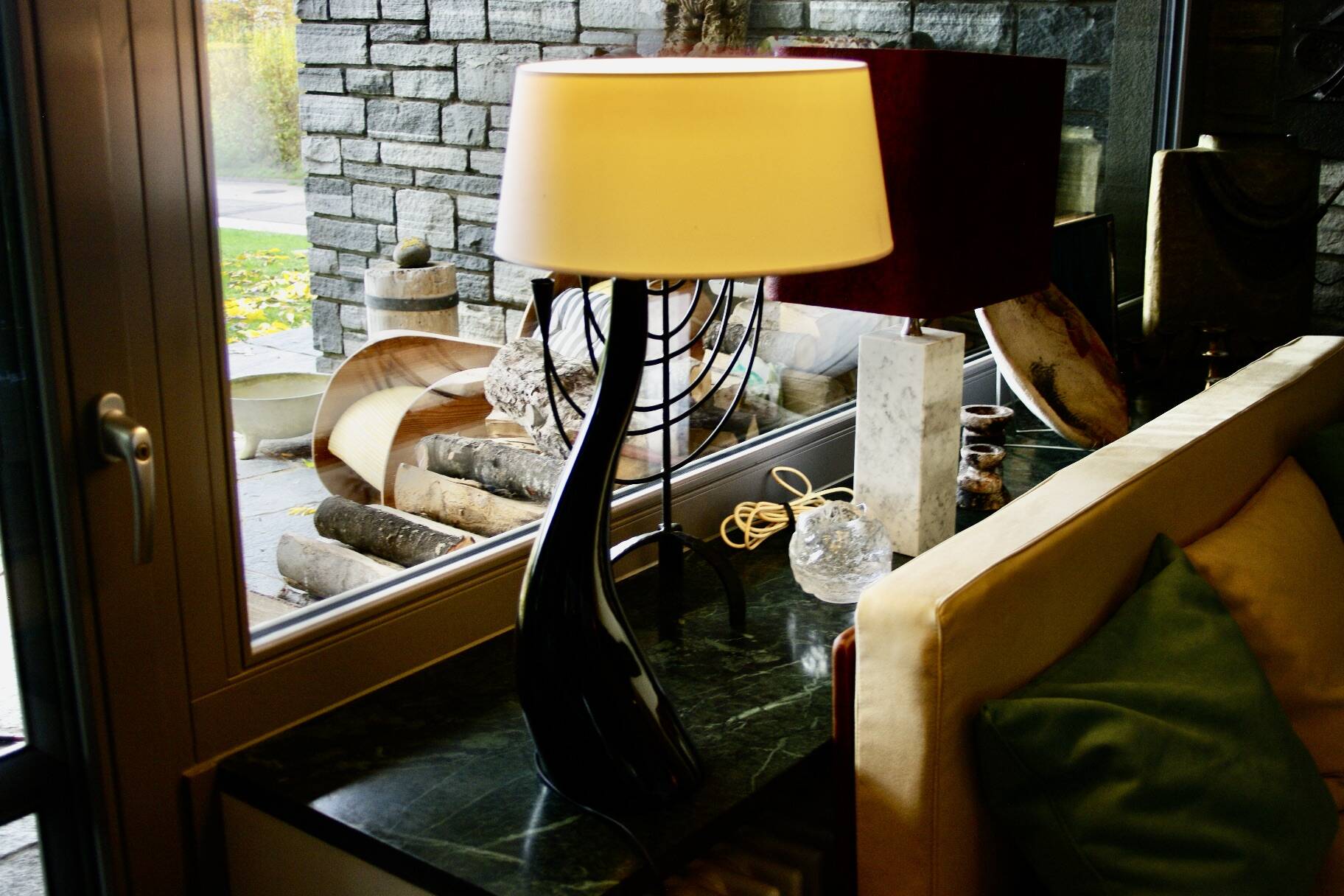 Large vintage ceramic lamp for drimmer 1970