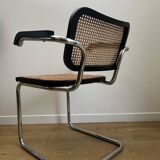 Fauteuil noir CESCA B64 en cannage d’après Marcel Breuer Made In Italy
