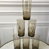 Set of 6 glasses smoked long drink 70s