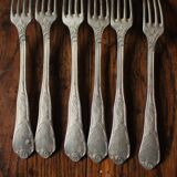 A set of 6 old flowered metal forks