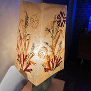 Lampe vintage céramique accolay abat jour résine herbier