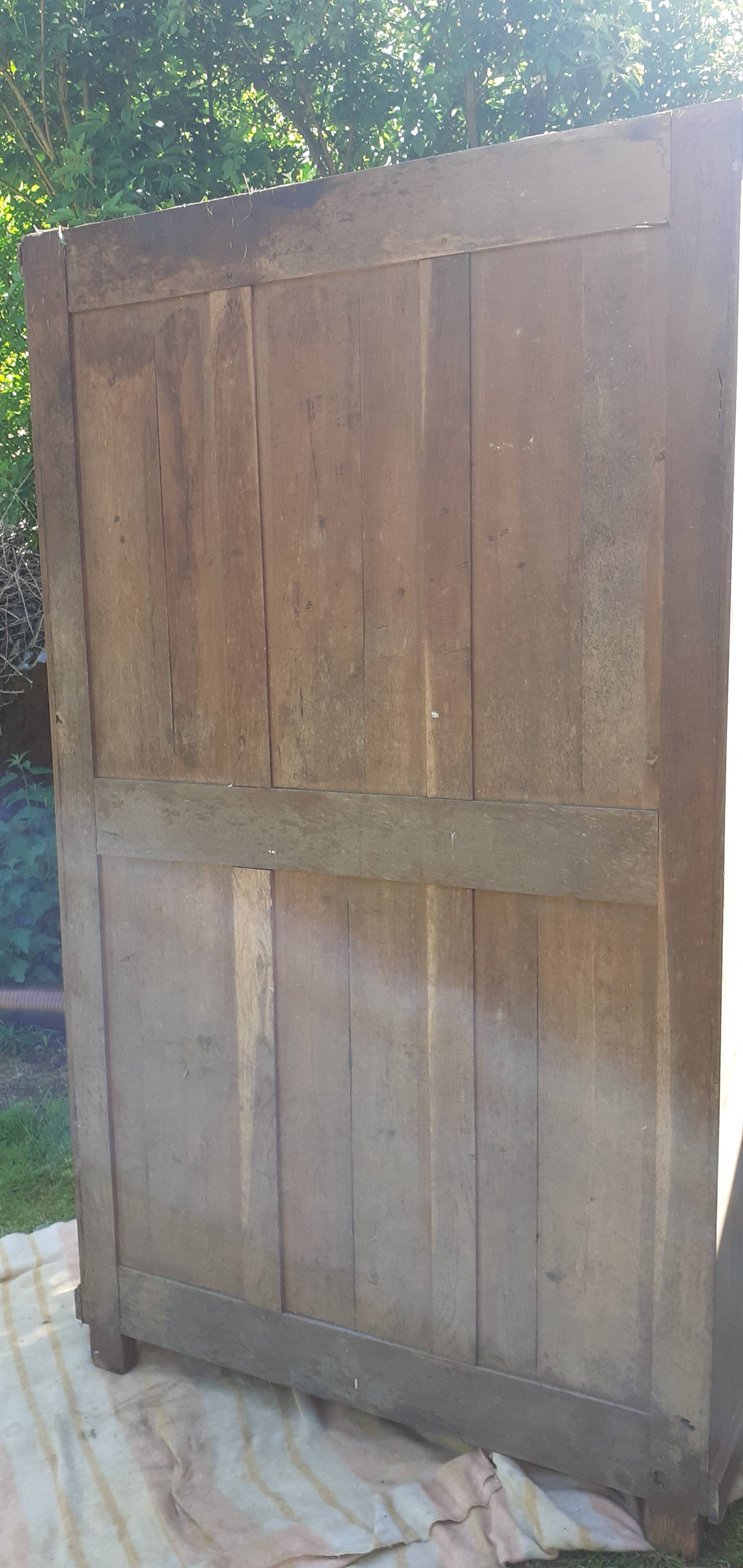 Antique Louis Philippe wardrobe with 2 doors, solid oak, raw wood