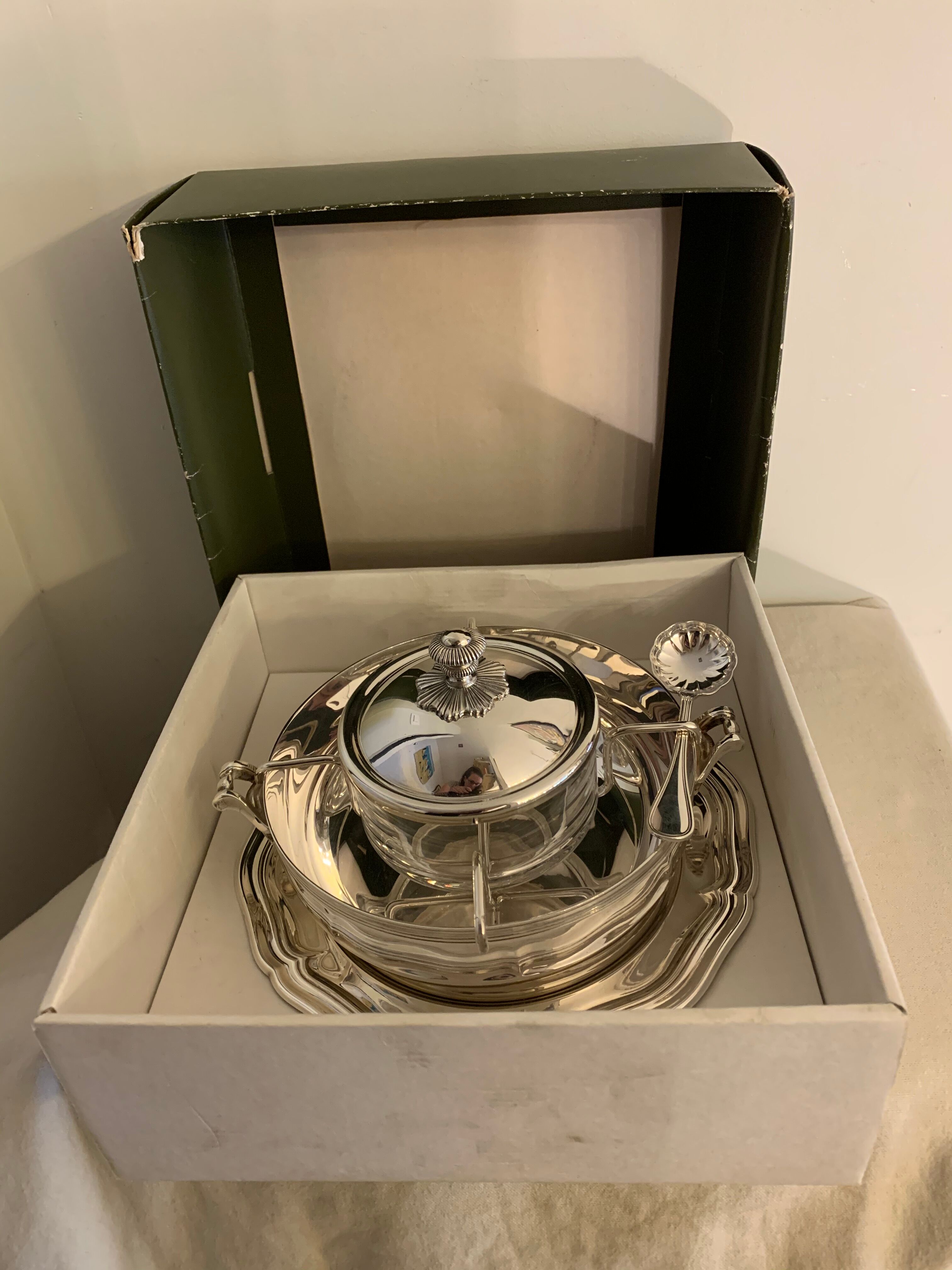 Christofle silver metal caviar service