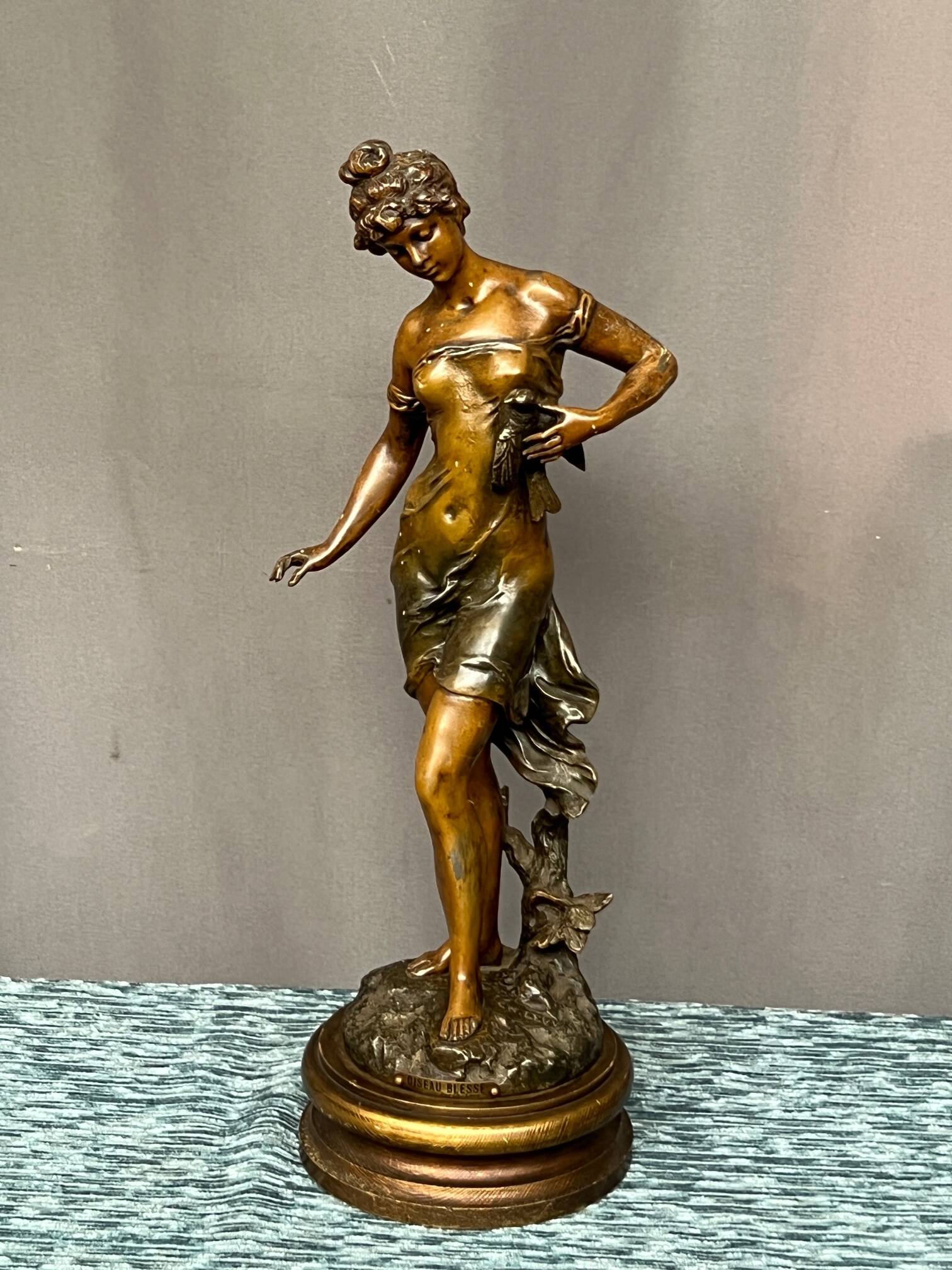 Charles Octave Levi (1820-1899). Figure of a girl with a bird.