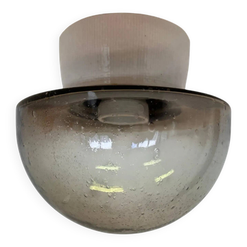 Petit lampadaire en verre design pour mur ou plafond, montage encastré, années 1970.
