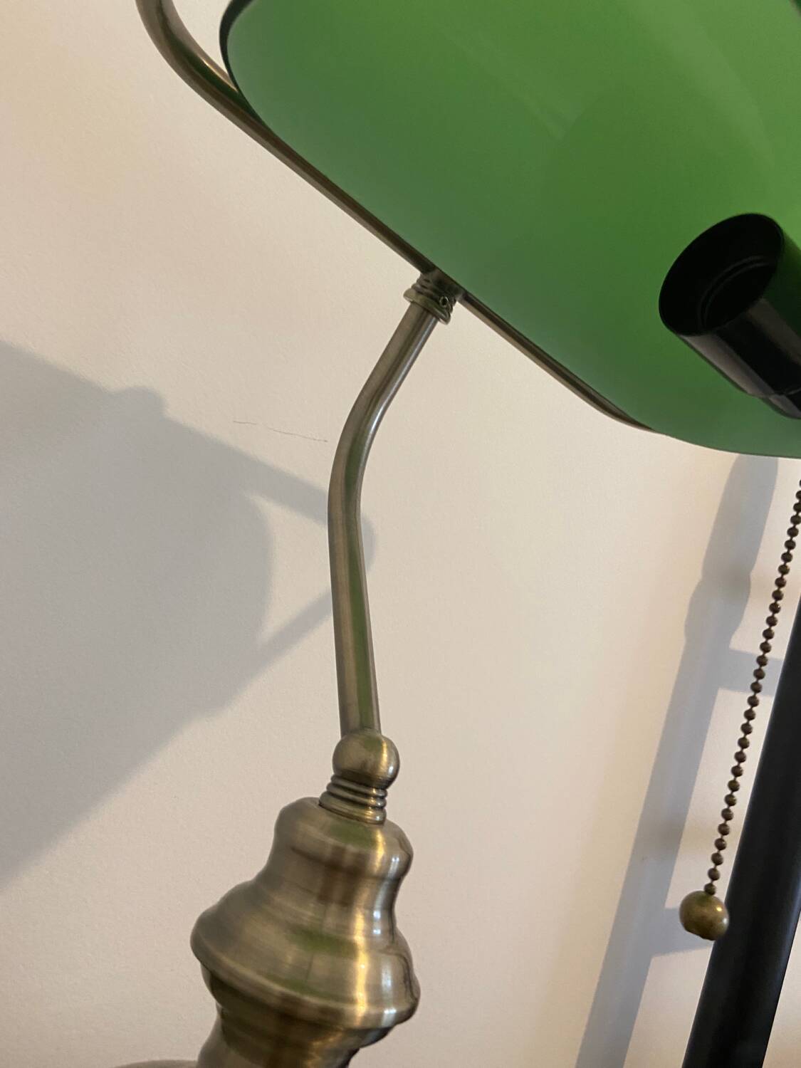 Old bronze banker desk lamp notary art deco green opaline