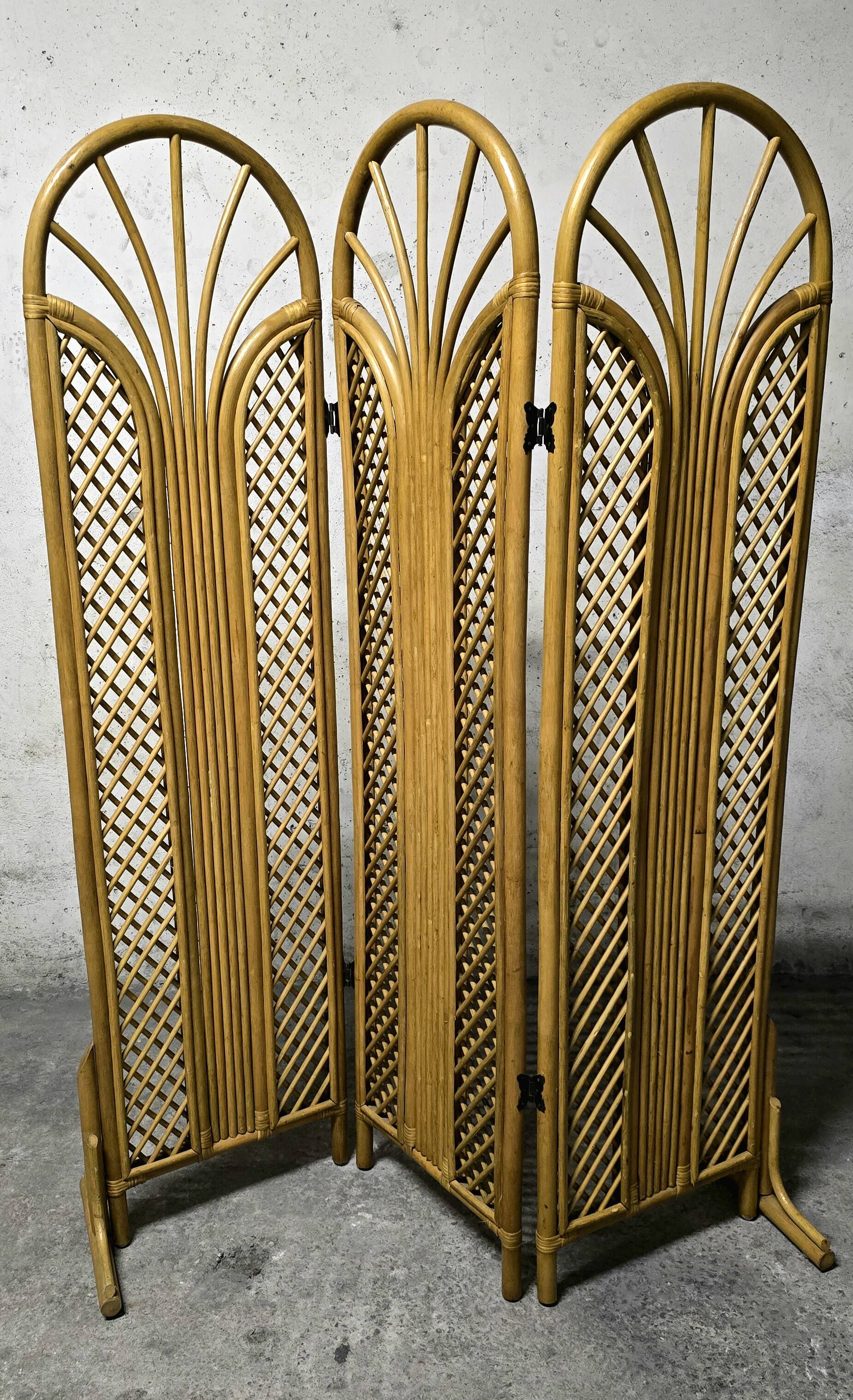 Vintage rattan and bamboo screen 1950/60