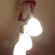Scandinavian pendant lamp vintage, teak and opaline glasses, 50s