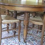 Table Louis Philippe - 4 walnut mulched chairs