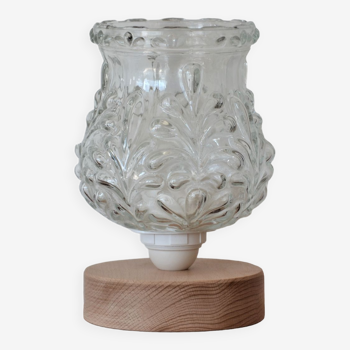 Lampe à poser globe en verre motifs floraux