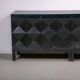 Black oak brutalist sideboard by Jean Batenburg with graphical doors for MI, Belgium