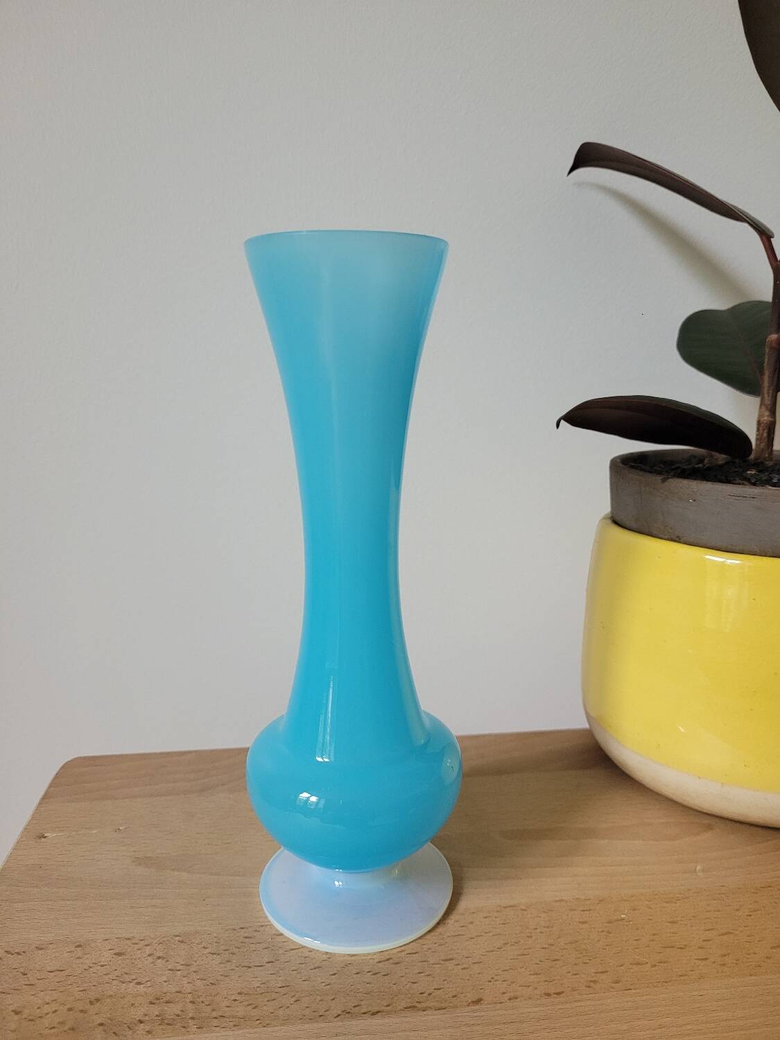 Tall blue opaline vase
