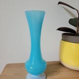 Tall blue opaline vase