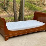 Louis Philippe Grange solid wood sleigh bed with base