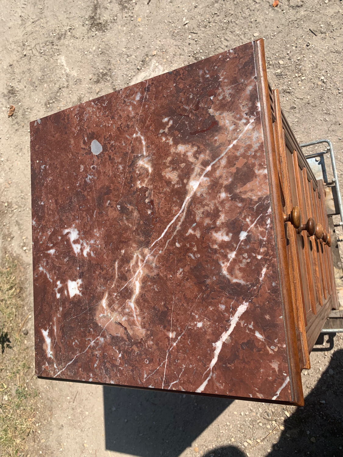 High bedside table in wood and marble around 1900