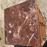 High bedside table in wood and marble around 1900