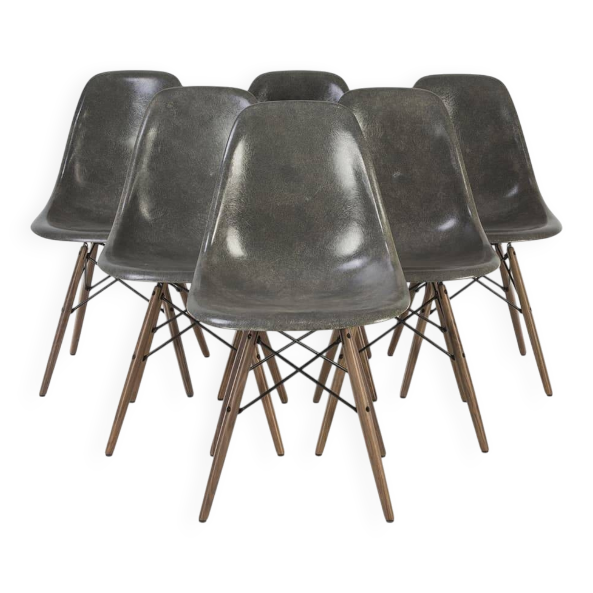 Elephant Grey Set (6) Herman Miller Original Eames DSW Dining Shell Chairs