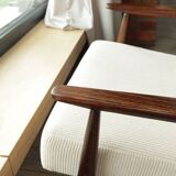 Scandinavian beige corduroy armchair, modern design H.Lis