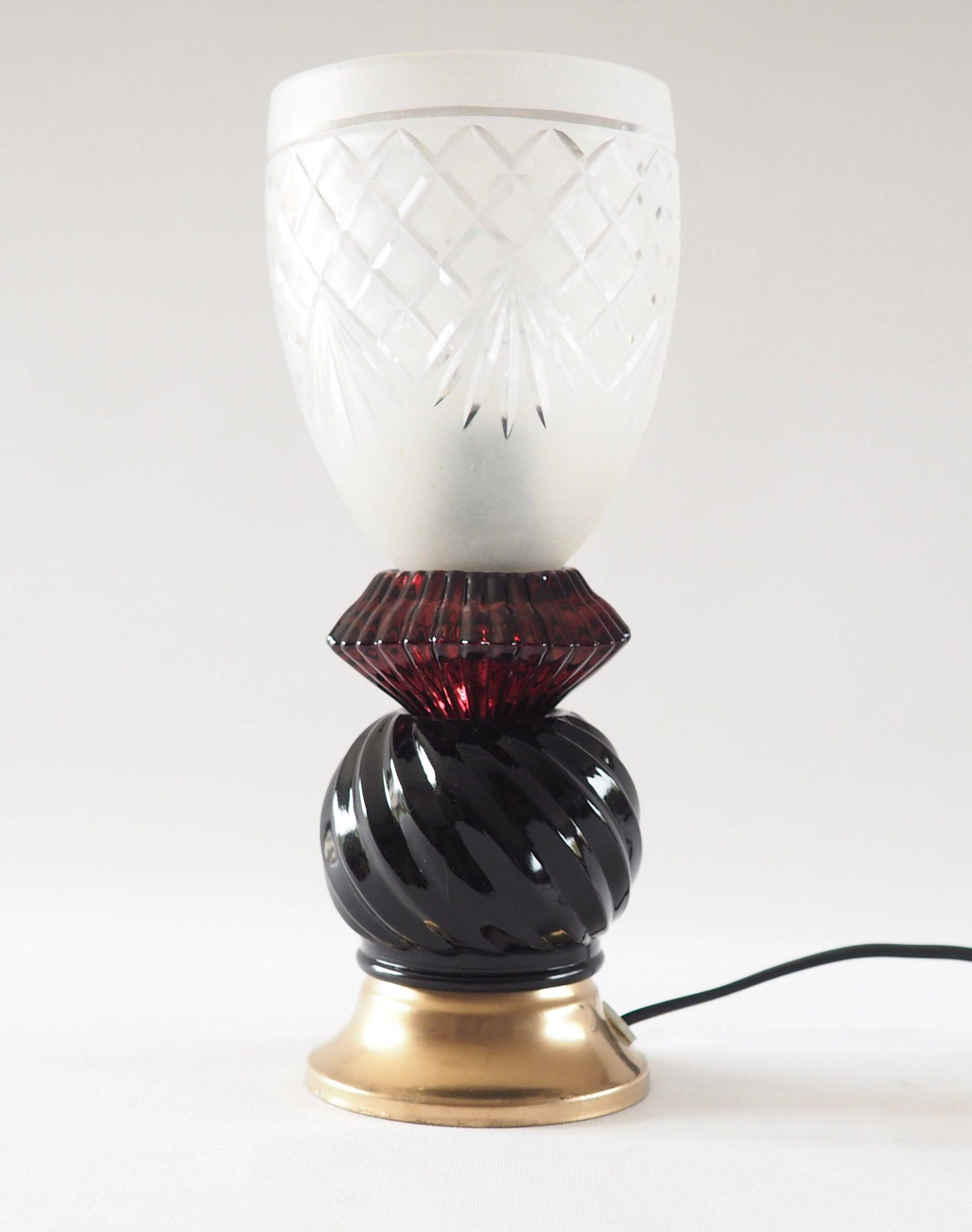 Aubergine crystal art deco lamp