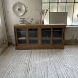 Enfilade meuble de métier chêne portes vitrées