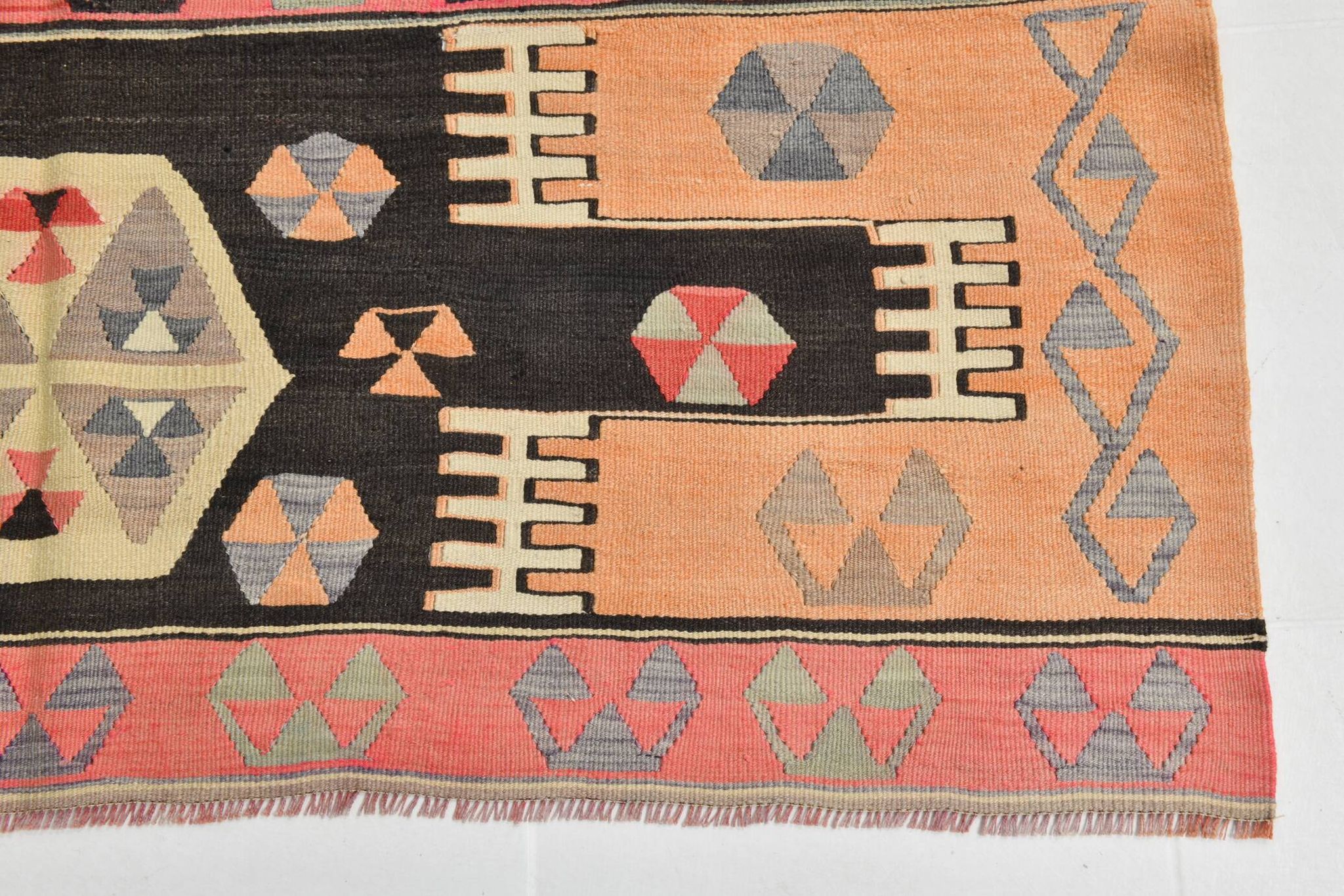 6x8 Kilim Multicolor Geometric Style Kilim Rug, 168x235 Cm