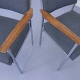 Vintage Square Tubular Rosewood and Steel Armchairs, Germany, 1960s, Set of 2