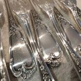 12 silver-plated metal table forks, Ercuis silversmith, Louis XV 29