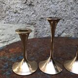 Series of 5 brass candlesticks