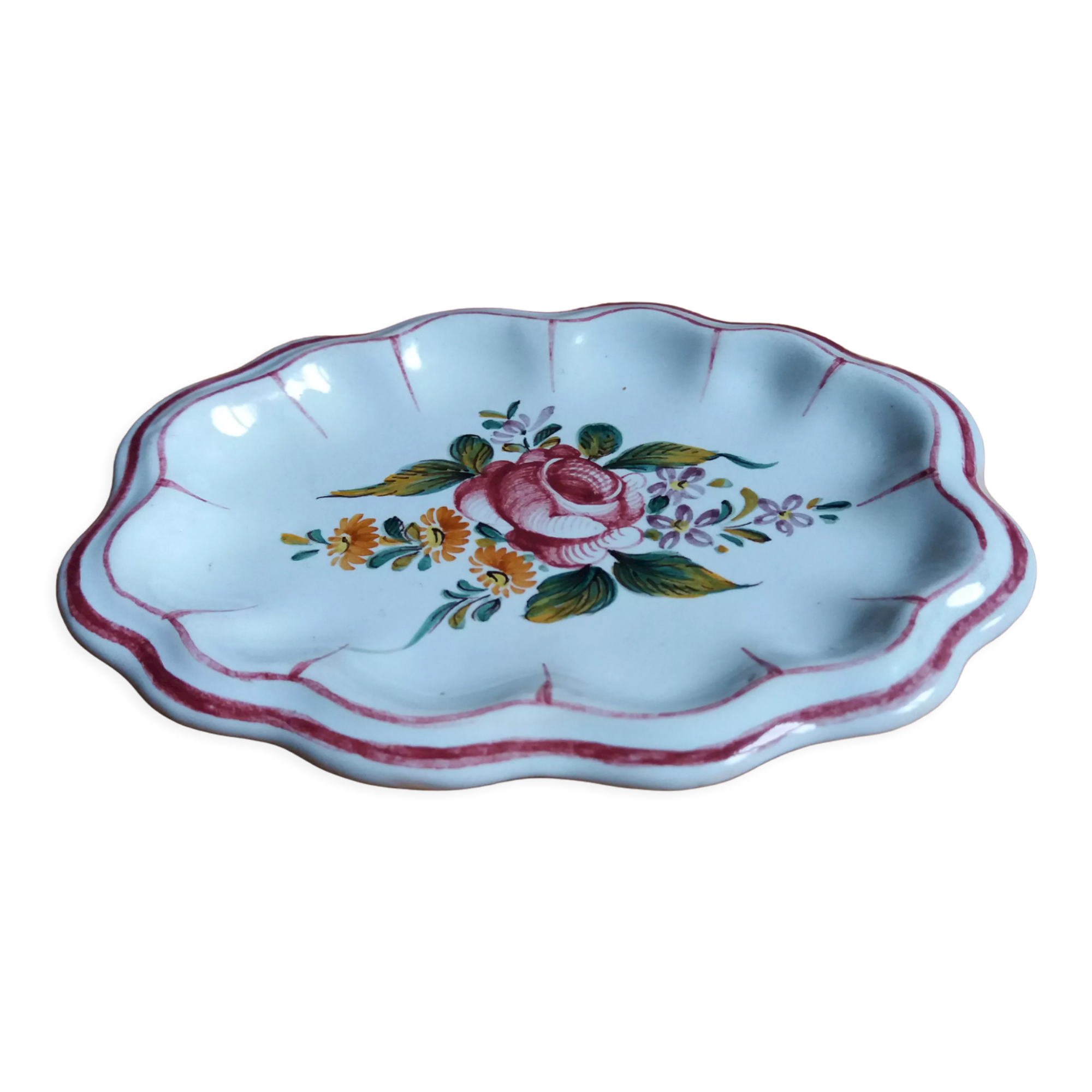 Ramekin cup in glazed ceramic decoration flowers painted