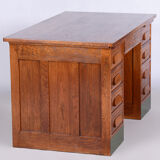 Restored Art Deco Solid Oak Writing Desk Made in the 1930s, Czechia