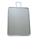 Simple rectangular barber mirror with a stand.