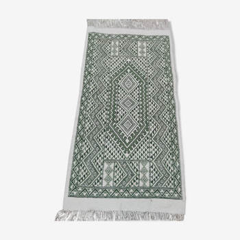 Classic white and green carpet handmade in pure wool