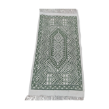 Tapis blanc et vert classique fait main en pure laine