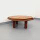 Octagonal coffee table Barrois with vintage herbarium patterns in oak and ceramic.