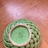 Green woven ceramic basket