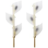 J.T. Kalmar Two Pairs of Large Floral Wall Sconces Auguri in Brass, Austria, 1950s